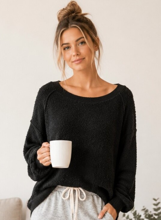 Free People Sweaters - ✨ Free People Black Textured Knit Sweater Small ✨